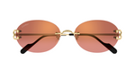 cartier 0551S 005 ovale randlose sonnenbrille in gold mit roten gläsern
