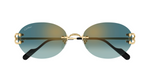 cartier 0551S ovale sonnenbrille in gold mit grünen gläsern