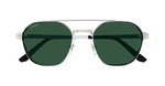 cartier 0571s 003 eckige sonnebrille in silber mit grünen gläsern