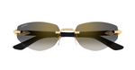 cartier 0580s 001 randlose sonnenbrille in gold und schwarz mit grauen gläsern