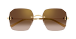cartier 0591s 002 eckige sonnenbrille in gold mit braunen gläsern