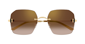 cartier 0591s 002 eckige sonnenbrille in gold mit braunen gläsern