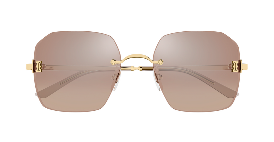 Cartier CT0591S 003 Luxury frameless sunglasses in gold with brown