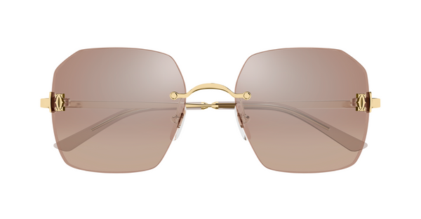 Cartier CT0591S 003 Luxury frameless sunglasses in gold with brown