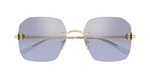 cartier 0591s 004 eckige randlose sonnenbrille in gold mit violetten gläsern