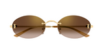 cartier 0592s 002 ovale randlose sonnenbrille in gold mit braunen gläser