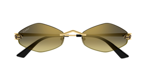 cartier CT0433S 008 randlose sonnenbrille in gold mit braunen gläsern