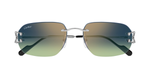 Cartier CT0468S 006 randlose sonnenbrille in silber mit blau grünen gläsern