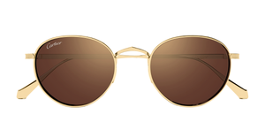 cartier ct0626s 002 pantoförmige sonnenbrille aus titan in gold mit braunen gläsern