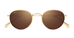 Cartier CT0626S 007 pantoförmige sonnenbrille aus titan in gold mit braunen gläsern