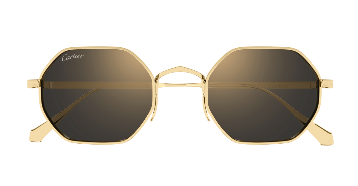 cartier ct0627s 001 eckige sonnenbrille aus titan in gold mit grauen gläsern