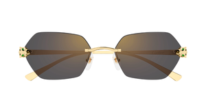 cartier ct0636s 001 eckige randlose sonnenbrille in gold mit grauen gläsern