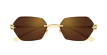 cartier CT0636S 002 eckige randlose sonnenbrille in gold mit braunen gläsern