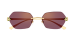 cartier ct0636s 003 eckige randlose sonnenbrille in gold mit violetten gläsern