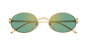 Cartier CT0644S 004 ovale sonnenbrille in gold mit grünen gläsern
