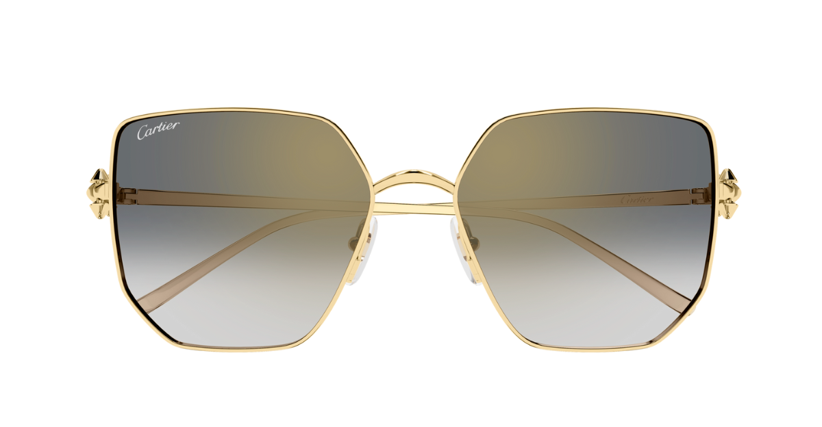 cartier CT0645S 001 eckige sonnenbrille in gold mit grauen verlaufsgläser