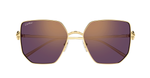 cartier CT0645S 002 eckige Sonnenbrille in gold mit violetten gläsern