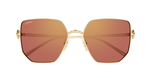 Cartier CT0645S 003 eckige Sonnenbrille in Gold mit roten verspiegelten Gläsern