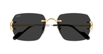 Cartier ct0644s 001 randlose sonnenbrille in gold mit grauen gläsern