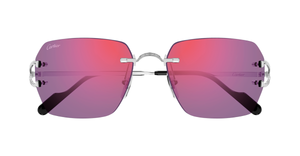 cartier ct0644s 003 randlose sonnenbrille in silber mit violetten pinken gläsern