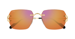 cartier ct0644s 004 randlose sonnenbrille in gold mit orangenen gläsern