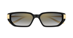 cartier CT0674S 001 eckige sonnenbrille aus acetat und metal in schwarz und gold mit grauen gläsern