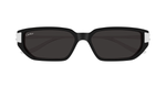 cartier Ct0674S 002 eckige sonnenbrille aus acetat und metal in schwarz und silber mit grauen gläsern