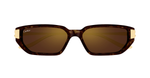 cartier Ct0674S 003 eckige sonnenbrille aus havana und metal in havana und gold mit braunen gläsern
