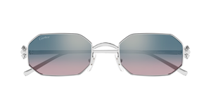 cartier ct0682s 009 eckige metallsonnenbrille in silber mit hellblauen gläsern