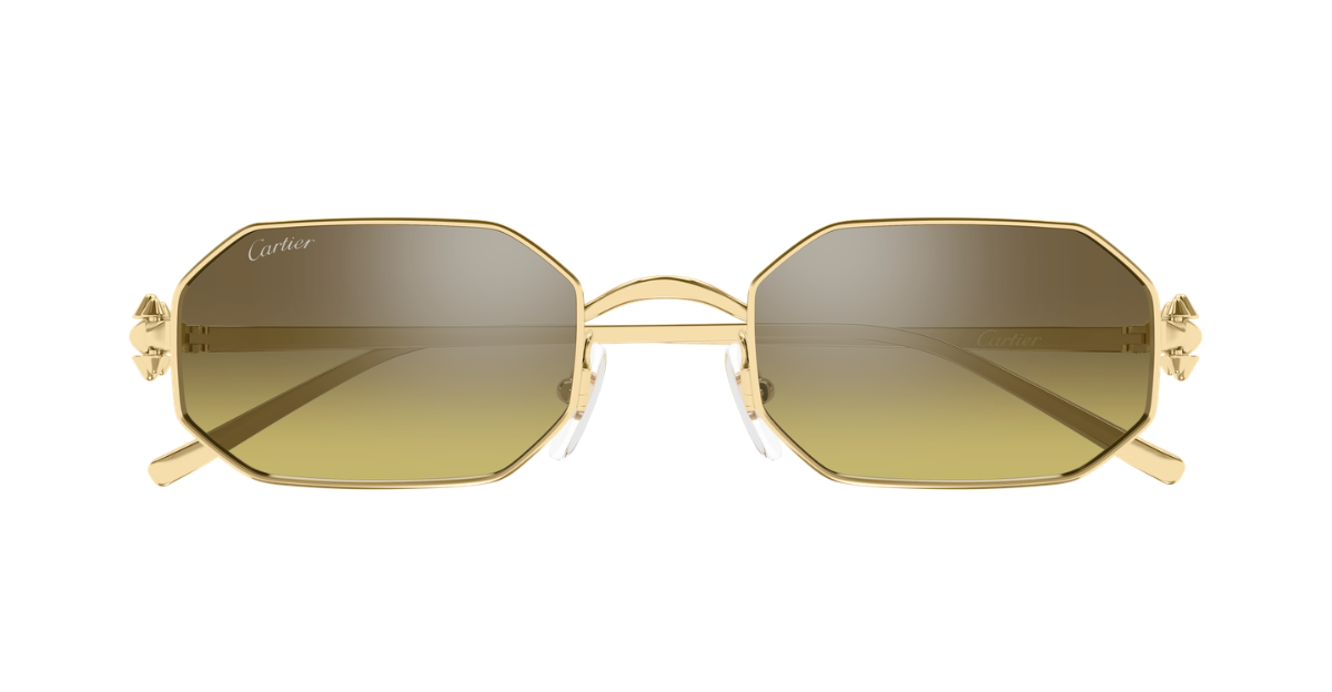 cartier ct0682s 010 eckige sonnenbrille aus metall in gold mit braunen gläsern