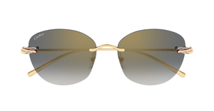 cartier CT0685S 002 randlose sonnenbrille in gold mit grauen gläsern