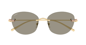 cartier CT0685S 003 randlose sonnenbrille in gold mit braun grauen gläsern