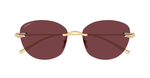 Cartier CT0685S 004 randlose sonnenbrille in gold mit rötlichen gläsern