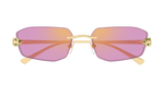 cartier ct0474s 006 eckige randlose sonnenbrille in gold mit pinken gläsern