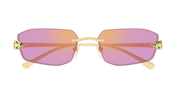 カルティエ サングラス Cartier Cartier CT0474S 006 Luxury sunglasses in gold with pink lenses