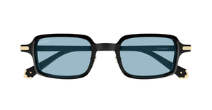 cartier ct0539s 006 eckige acetat sonnenbrille in schwarz mit hellblauen gläsern