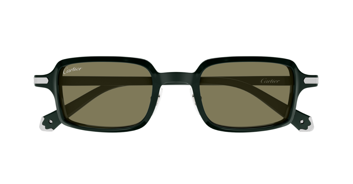 cartier ct0539 007 eckige sonnenbrille aus acetat in grün mit grünen gläsern