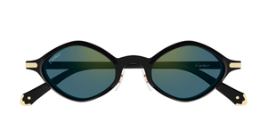 cartier ct0540s 007 rautenförmige acetat sonnenbrille in schwarz mit grünen gläsern