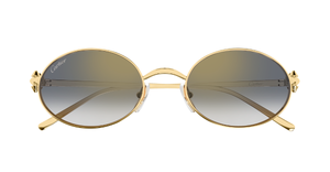 cartier ct0644s 001 ovale sonnenbrille in gold mit grauen gläsern