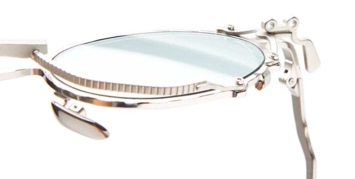 kuboraum Z60 SL ovale Sonnenbrille in silber mit hellgrünen Gläsern