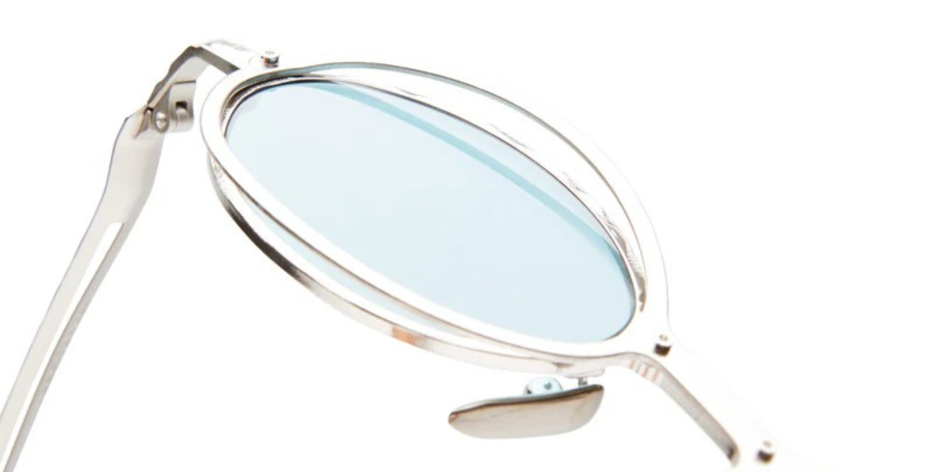 kuboraum h18 sl ovale sonnenbrille in silber mit aquamarine gläsern