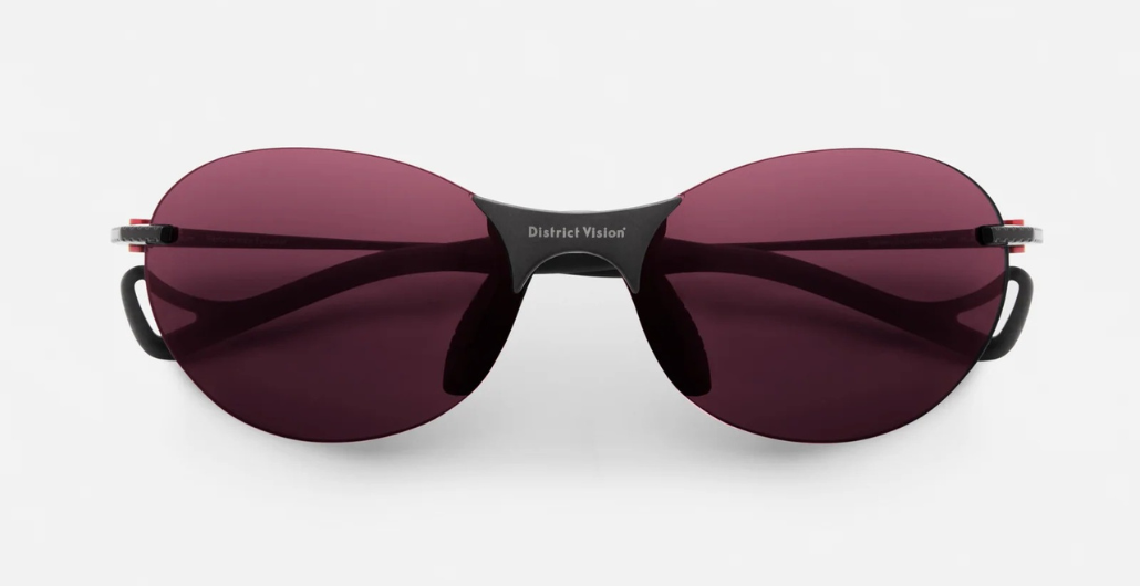district vision mami vantage t black ovale randlose sportsonnenbrille in schwarz mit dunklen rose gläsern