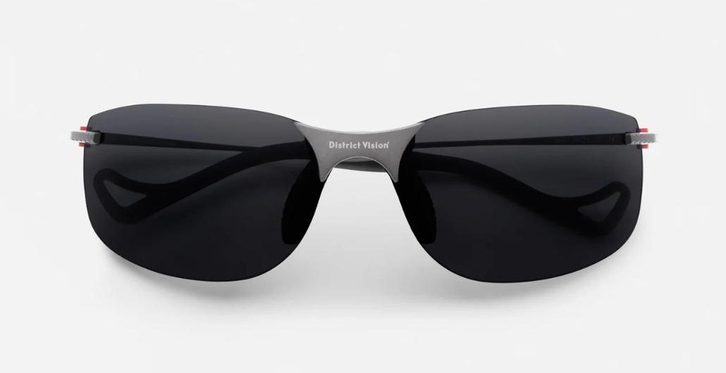 district vision miho windstream graphite eckige randlose sportsonnenbrille in grau mit grauen gläsern