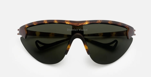 district vision ukinori tortoise sportsonnenbrille in havana mit grünen gläsern