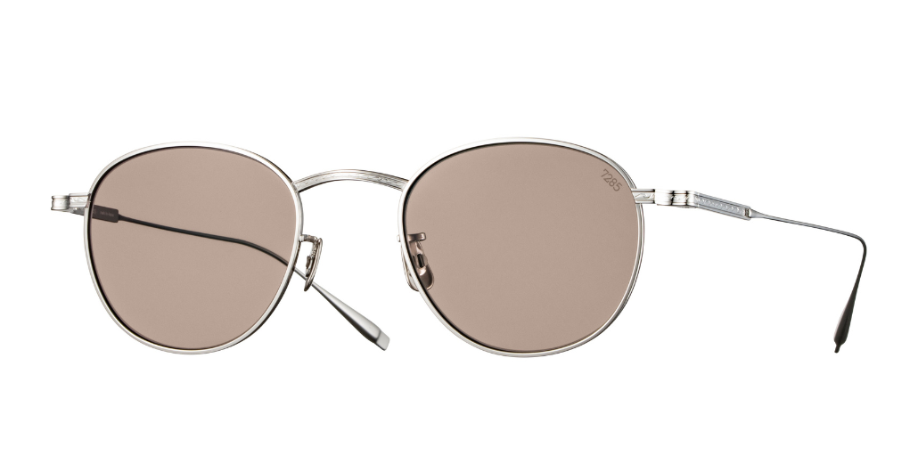 eyevan 1025 | 800 panfoförmige sonnebrille aus titan in silber mit braunen gläsern