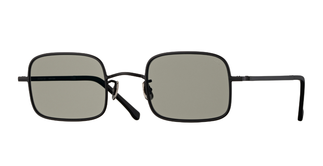 eyevan 1158 | 805 eckige sonnenbrille aus titan in schwarz mit grauen gläsern