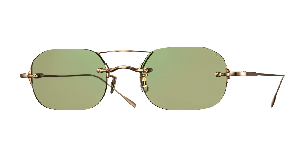 eyevan 1296-1 900 randlose sonnenbrille in gold mit grünen gläsern