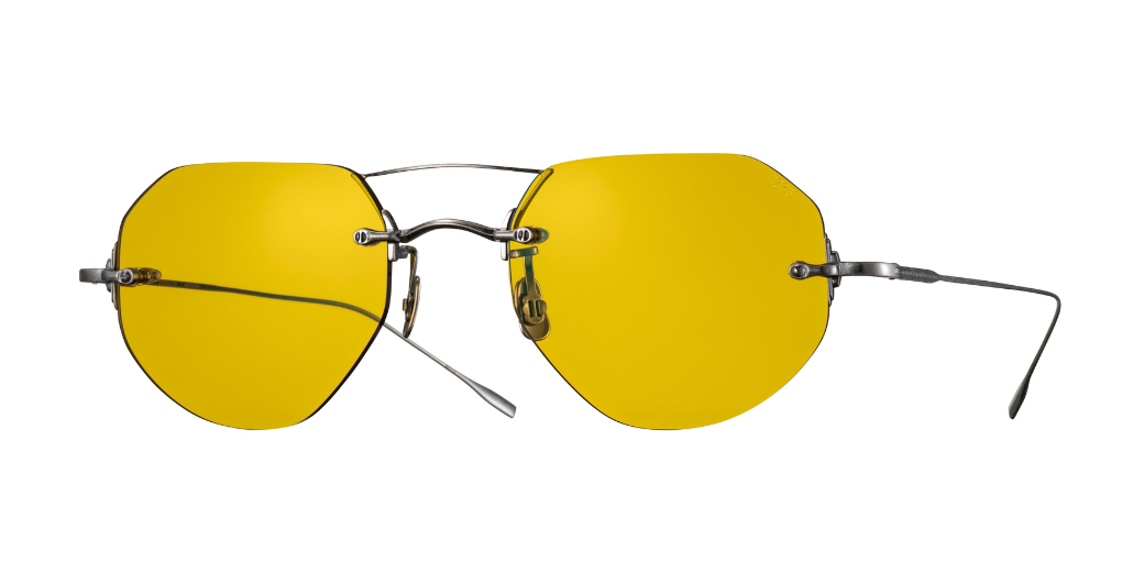 eyevan 1296-2 820 randlose sonnenbrille in silber mit gelben gläsern