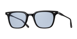 eyevan 319E 100 eckige sonnenbrille aus acetat in matt schwarz mit blauen gläsern
