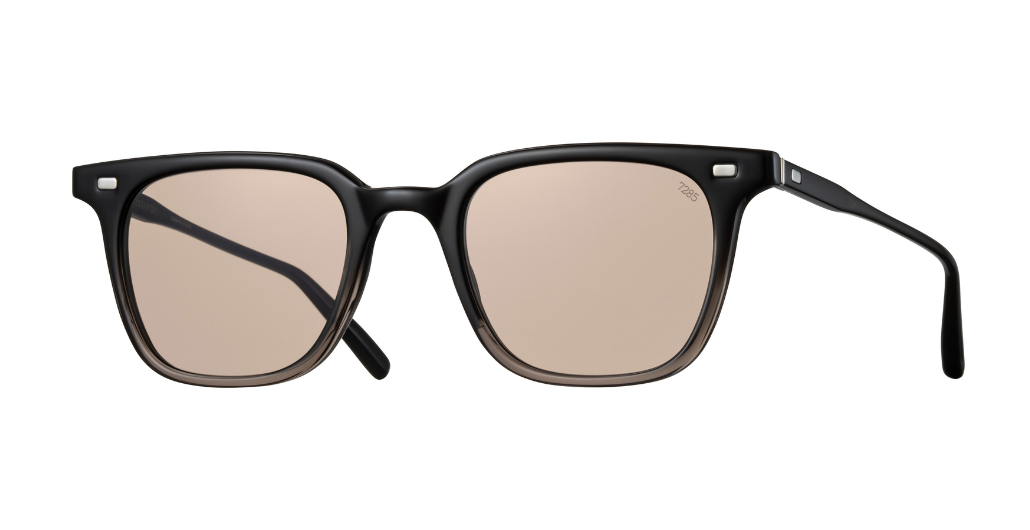 eyevan 319E 121 eckige sonnenbrille aus acetat in schwarz grau mit grauen gläsern